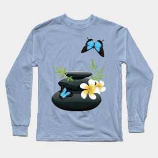 Black pebble with flower Long Sleeve T-Shirt